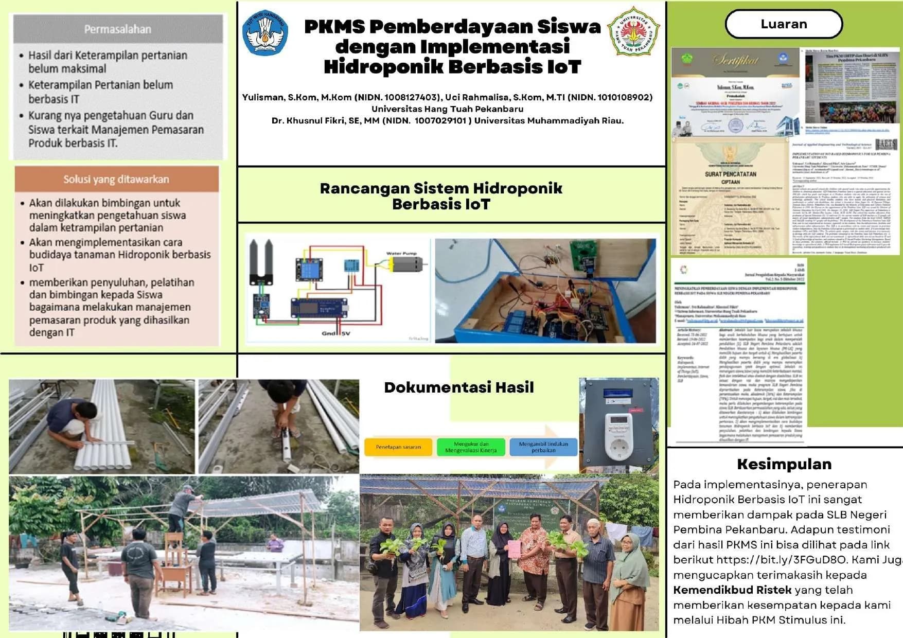 PKMS Pemberdayaan Siswa dengan Implementasi Hidroponik Berbasis IoT ​
