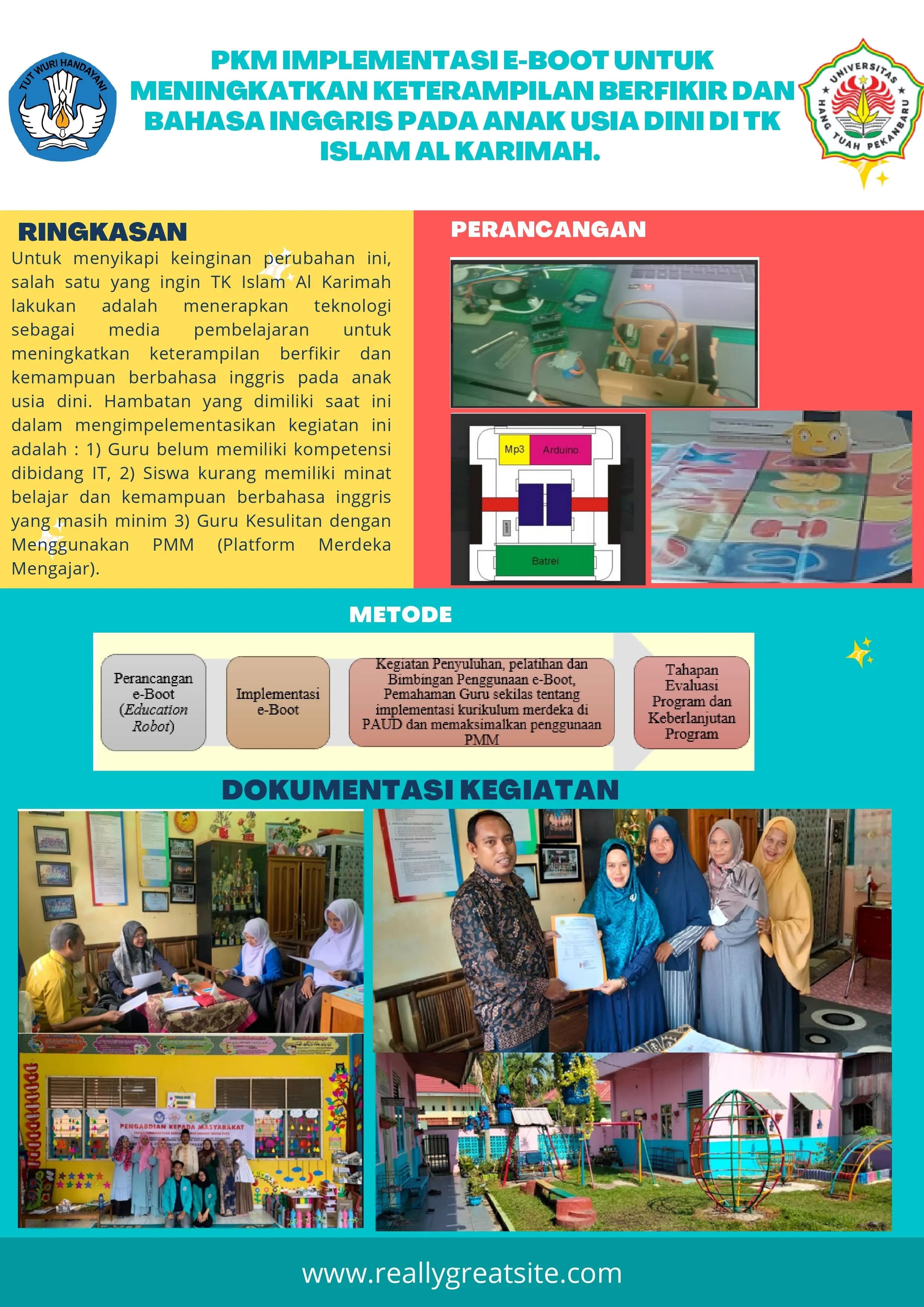 PKM Implementasi e-Boot Untuk Meningkatkan Keterampilan Berfikir dan Bahasa Inggris Pada Anak Usia Dini di TK Islam Al Karimah 