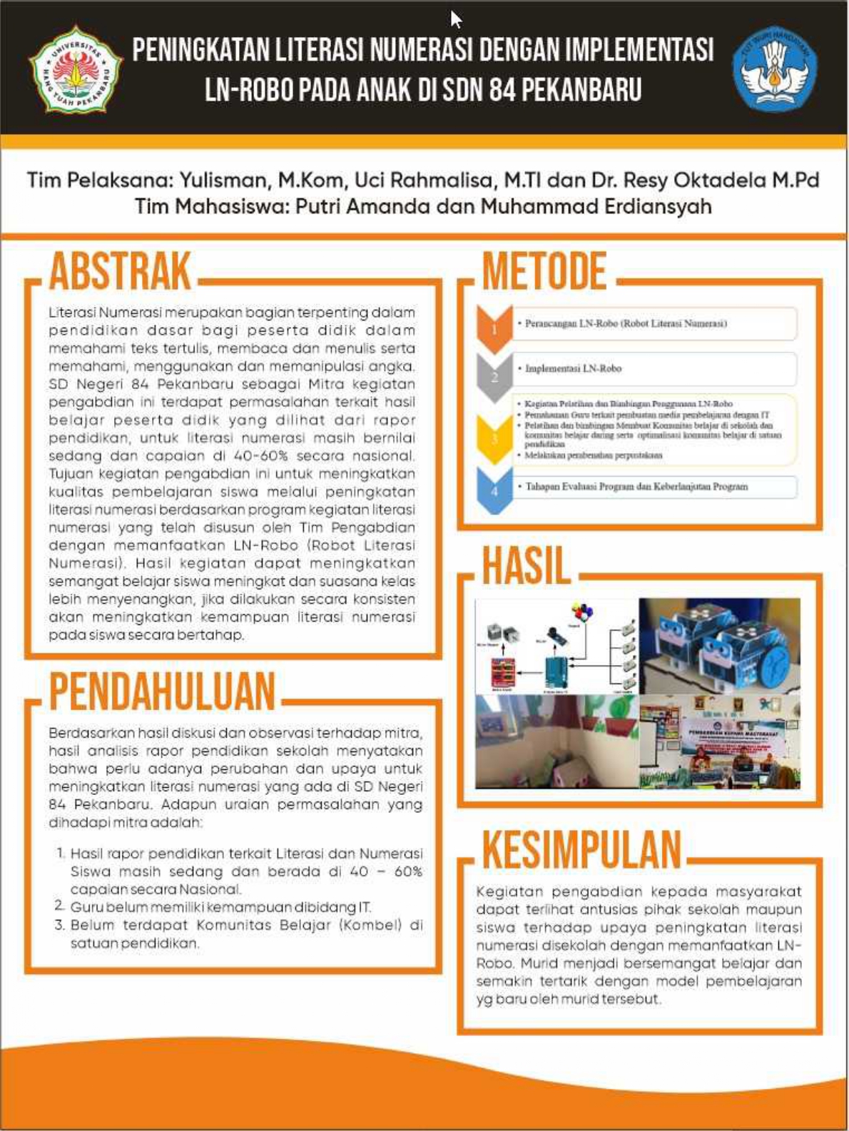 Peningkatan Literasi Numerasi Dengan Implementasi LN-ROBO Pada Anak Di SDN 84 Pekanbaru